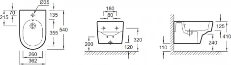 Биде подвесное Jacob Delafon Odeon Rive Gauche EMG0002-00