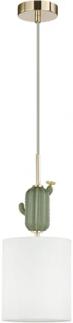 Подвесной светильник Odeon Light Cactus 5425/1 золотой/зеленый/белый/металл/керамика/ткань E14 1*40W (220V, на проводе, круглые)