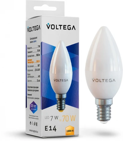 Светодиодная лампа Simple Candle 7W 3000K E14 Voltega Candle 7W 7230