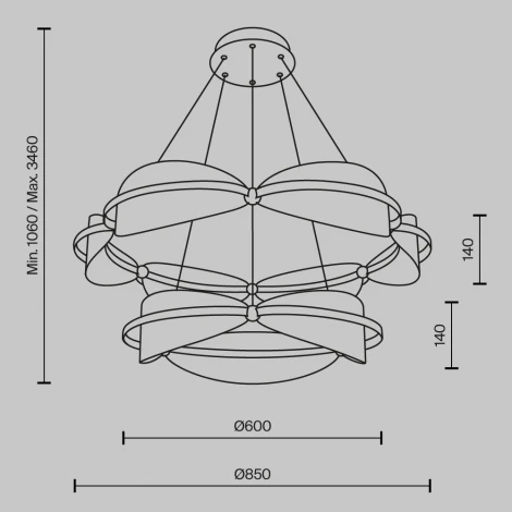Подвесной светильник Maytoni Breeze MOD281PL-L80BS3K (LED, 220V, на тросе)