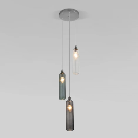 Светильник подвесной Eurosvet Siesta 50252/3 хром (220V, управление смартфоном, голосовое управление, умный дом - Minimir Home, Алиса, Маруся, Салют, на тросе)