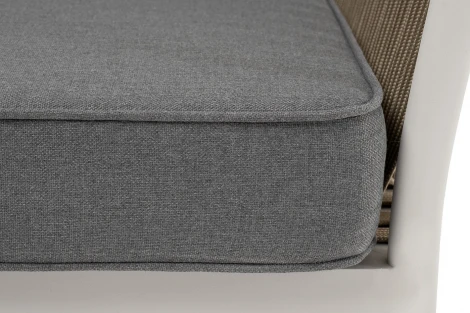 "Касабланка" кресло плетеное из роупа, каркас алюминий светло-серый (RAL7035) муар, роуп серо-коричневый 23мм, ткань серая 017 4SIS арт.УТ-00006194