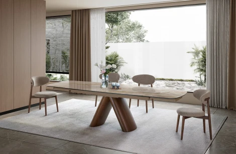 Стол SENTI 2463 (180-270) глянцевая керамика ТОСКАНЕ/орех ESF 5893