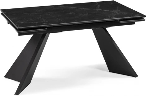 Керамический стол Woodville Ливи 140х80х78 черный мрамор / черный 532399