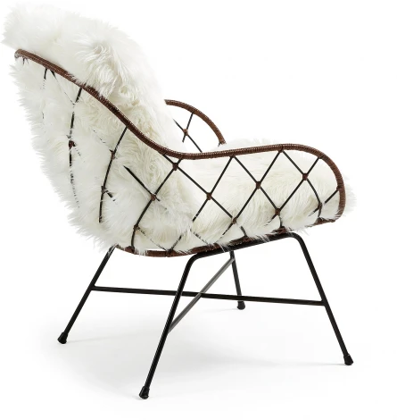 Кресло La Forma (ex Julia Grup) Claren (Белый/ Сталь,Ротанг,Пена,Металл)