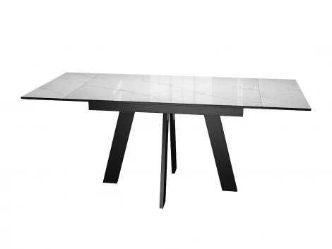 Стол DikLine SFM120 стекло Оптивайт Белый мрамор/подстолье черное/опоры черные 00-00083007