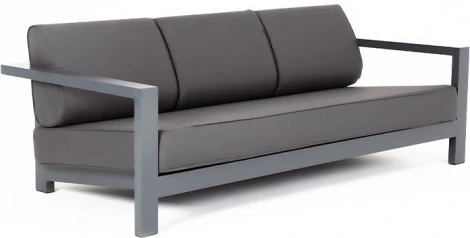 "Гранада" диван 3-местный, каркас алюминий темно-серый (RAL7024) шагрень, ткань темно-серая 027 4SIS арт.УТ-00006823