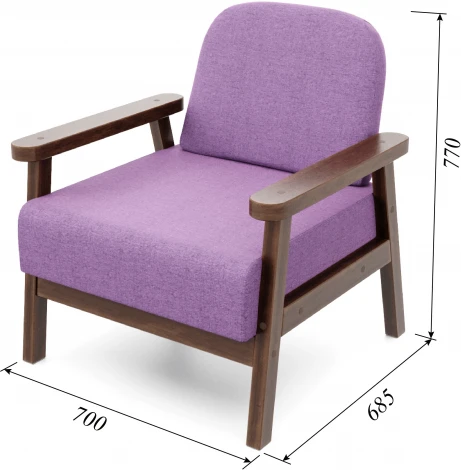 Кресло Arsko Флори орех рогожка фиолетовая