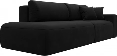 Диван прямой Лига-036 НПБ Модерн подлокотник справа (Черный/Микровельвет) Лига Диванов арт.121331