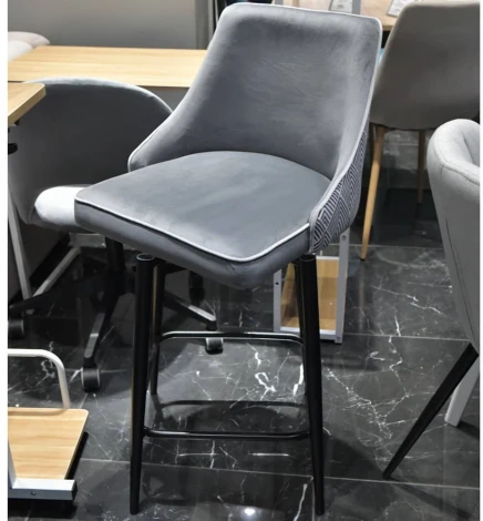 Стул полубарный Dave серый с жаккардом, с поворотным механизмом Bradex Home арт.RF 0204