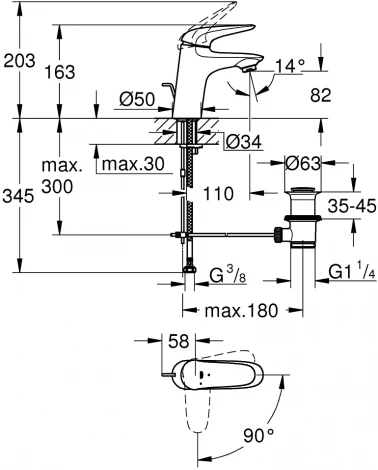 Смеситель Grohe Eurostyle 23709LS3 для раковины
