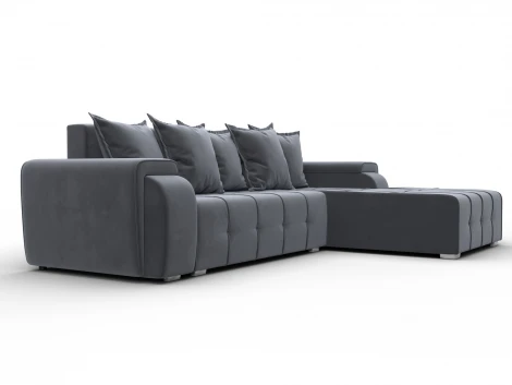 Диван угловой Лига-121 правый угол (ДСП,Брус,Велюр/Серый) Лига Диванов 137348