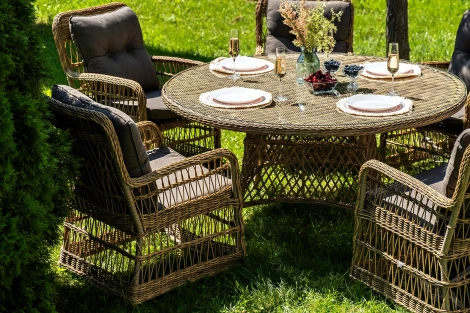 "Эспрессо–150 C" обеденная группа плетеная, цвет соломенный 4SIS арт.УТ-00008183