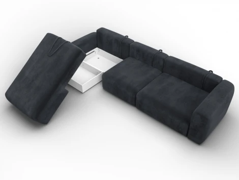 Диван угловой Лига-066 НПБ Лонг угол левый (ЛДСП,Фанера,Брус,Велюр/Темно-серый) Лига Диванов 131229L