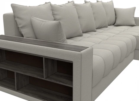 Диван угловой с декором и полкой Лига-050 НПБ Лига Диванов (Рогожка) арт.128586