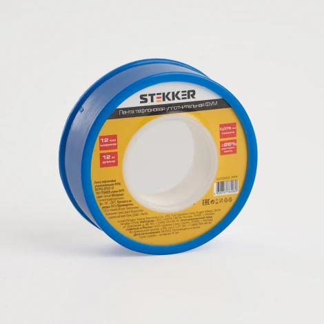 Лента уплотнительная тефлоновая ФУМ 0,075x12 мм длина 12 м Stekker 39914