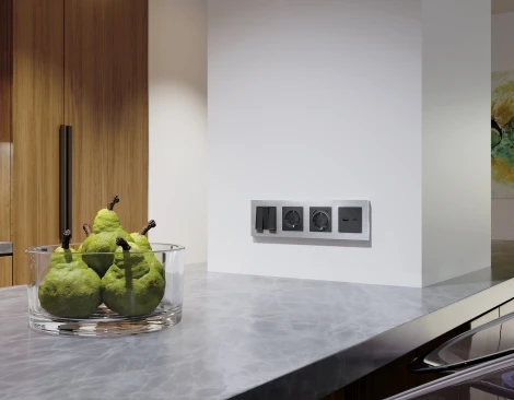 Лицевая панель Ambrella Volt ALFA (Графит Мягкое касание) для розетки 2USB тип A+C QUANT AP9110