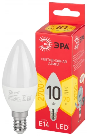 Лампочка светодиодная E14 10W ЭРА LED B35-10W-827-E14 R