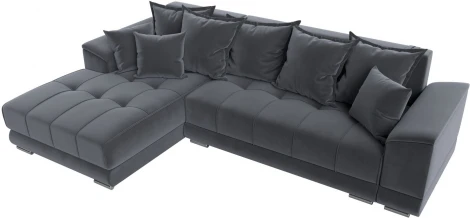 Диван угловой НордСтар левый угол (Серый/Велюр) Лига Диванов арт.121110L