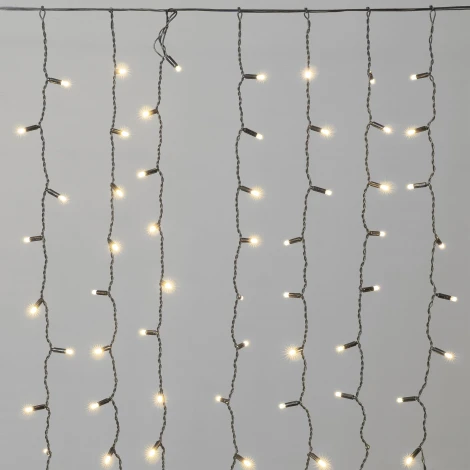 Гирлянда Занавес Облегченный c колпачком 2 x 1 м тепло-белый 220В, 200 LED, провод черный каучук 2,3мм, IP65 Laitcom ECO200NOT-1-2WW