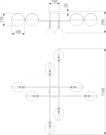 Потолочная люстра Wi-Fi на штанге Eurosvet Grazia 70148/8 (220V, управление смартфоном, голосовое управление, умный дом - Minimir Home, Алиса, Маруся, Салют)