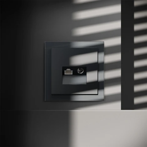 Розетка телевизионная встраиваемая TV+RJ45 Voltum S70 VLS060707 (графит)