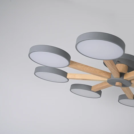 Потолочная люстра Wi-Fi на штанге Turna 8 Gray By ImperiumLoft Turna01 (LED, 220V, голосовое управление, умный дом - Алиса)