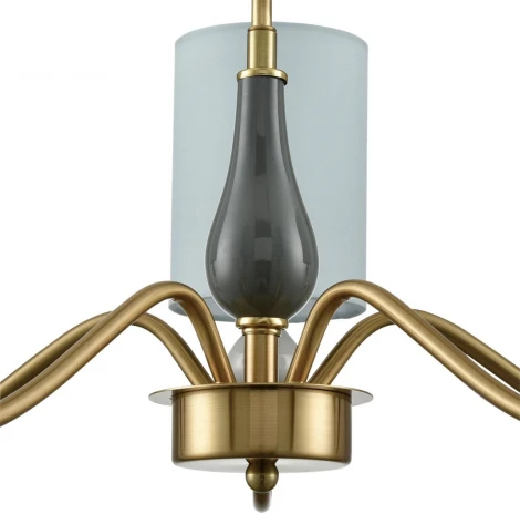 Потолочная люстра на штанге Lumion Anri 6590/5 латунь/мятный зеленый, металл, керамика/текстиль E14 5*40W 220V