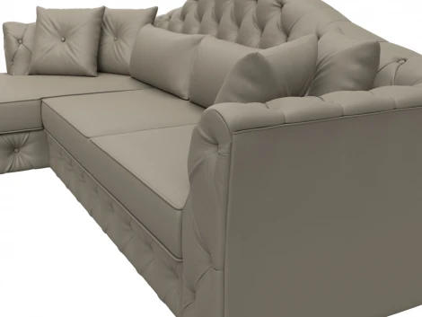 Диван угловой Артис левый угол (Брус,Рейка/Пластик/Экокожа/Бежевый) Лига Диванов 128029L