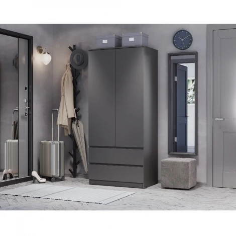 Шкаф БТС двухстворчатый Симпл ШК-03, графит