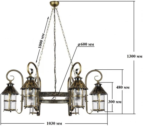Уличный светильник подвесной Oasis Light CAIOR 1 81570/6/18 st 60 Gb (220V, на цепи, фонарь, IP44)