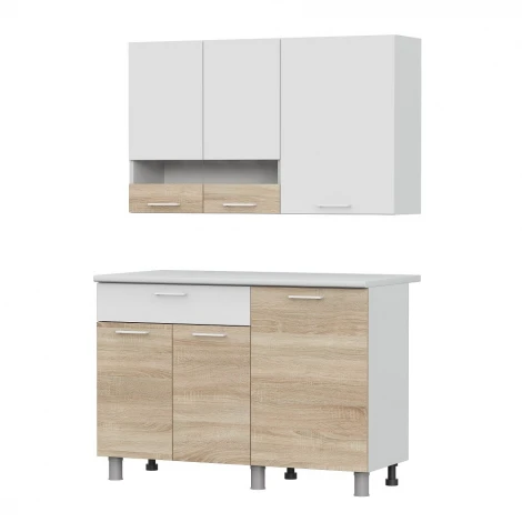 Готовая кухня Арника КГ 4 (1.2 м), Белый, Дуб сонома