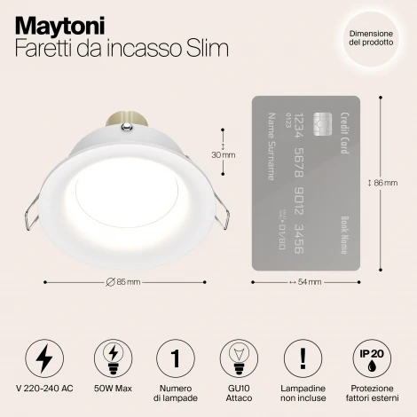 Встраиваемый светильник Slim GU10 1x50Вт Maytoni Technical DL027-2-01W (220V)