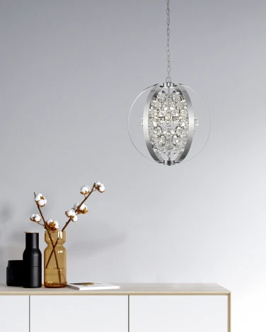 Подвесная люстра Simple Story 1021 1021-5PL (220V, хрусталь, на цепи, шар)