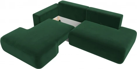 Диван угловой Лига-036 НПБ Модерн левый угол (Зеленый/Велюр) Лига Диванов арт.121410L