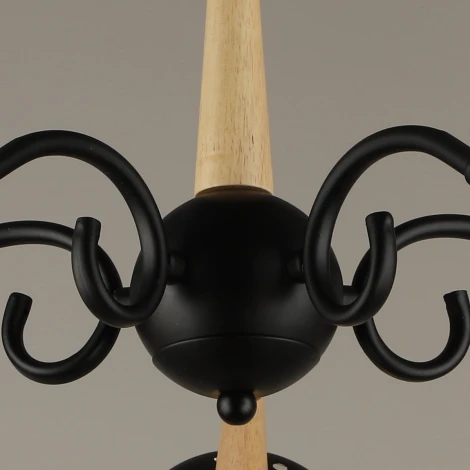 Потолочная люстра на штанге Reluce 04886-0.3-05 BK+WOOD (220V, шар)
