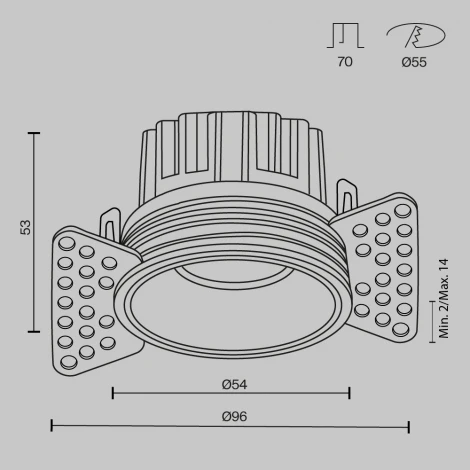 Встраиваемый светильник под гипсокартон Maytoni Round DL058-7W3K-TRS-BS (LED, 220V, круглые)