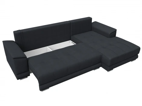 Диван угловой НордСтар правый угол (ДСП,Брус/Пластик/Замша/Темно-серый) Лига Диванов 128209