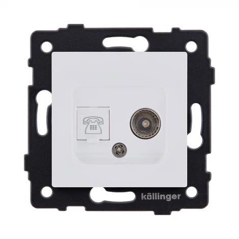 Розетка двойная TV (мама) + телефонная розетка RJ11, белый матовый Kollinger REA-013WM для Aspekt, Eleganz, Reflex