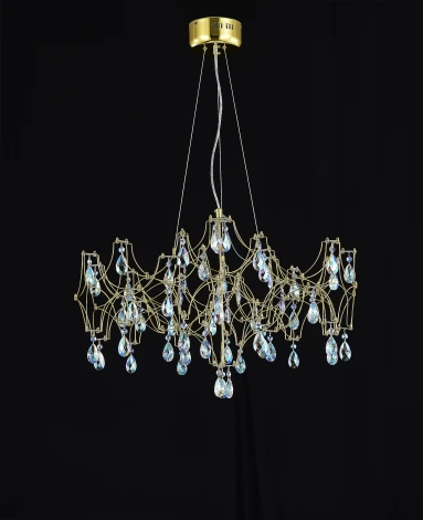 Подвесная люстра светодиодная с пультом и хрустальными подвесками K9 MyFar Ileria MR2652-57P-50СD