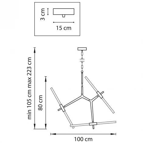 Подвесная люстра Lightstar Struttura 742063 (220V, на цепи, палочки)