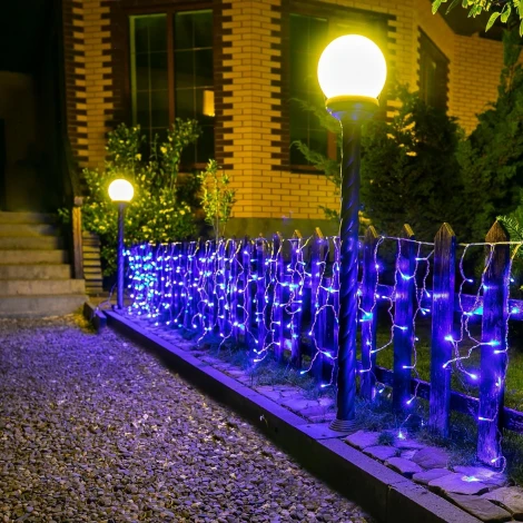 Бахрома светодиодная со статическим свечением, 6м. соединяемая, 200 светодиодов, синий свет. Провод прозрачный Uniel ULD-B6007-200/STK BLUE IP44