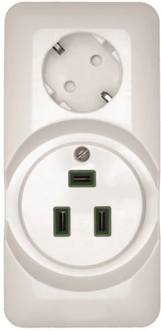 Розетка накладная комбинированная для электроплиты 32А и силовая с заземлением и шторками 16А (белый) Systeme Electric Прима RA32-211R-B