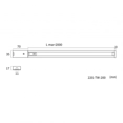 Шинопровод однофазный накладной 220V 2 метра Favourite Practica 2201-TW-200
