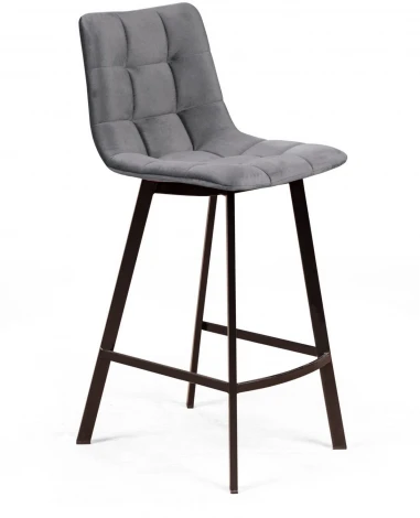 Стул полубарный UNO, бархат светло-серый 26/ чёрный профиль Top Concept UNO 74929