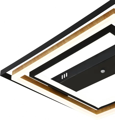 Потолочная люстра светодиодная Escada Lagom 10249/2LED 83Вт,с ПДУ, металл/акрил, чёрный/дерево (регулировка яркости, 220V)