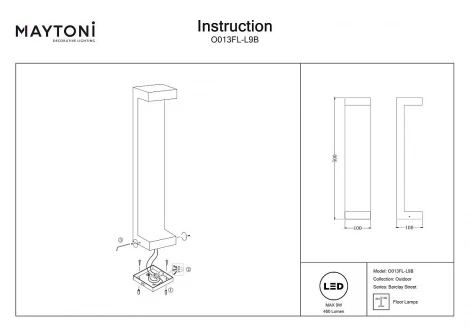 Наземный светильник Maytoni Barclay Street O013FL-L9B (LED, 220V, IP54)