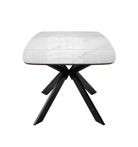 Стол DikLine BK140 керамика Carrara Gloss (мрамор глянец белый), подстолье черное, опоры черные 00-00085042