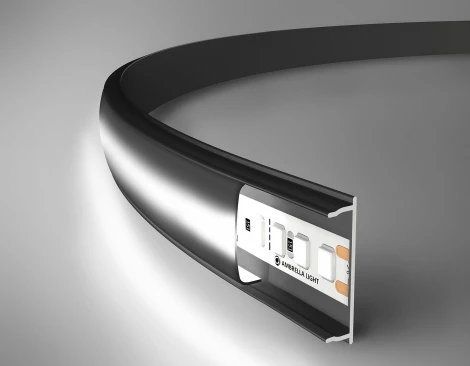 Алюминиевый профиль накладной гибкий для светодиодной ленты до 15мм Ambrella Illumination GP1600BK/BK