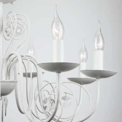 Подвесная люстра Eurosvet Tomas 60018/8 белый с золотом (220V, на цепи, подсвечник, свеча)